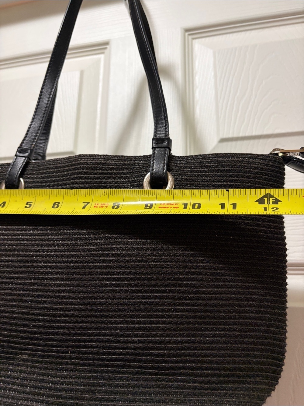 Talbots Black Woven Tote with Leather Straps - Picture 6 of 9